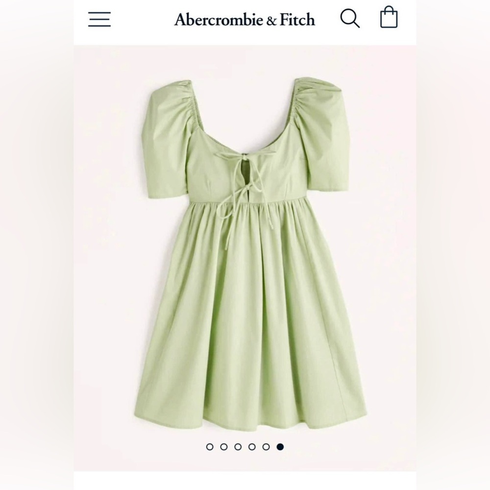Abercrombie & Fitch Light Green Puff-Sleeve Mini Dress